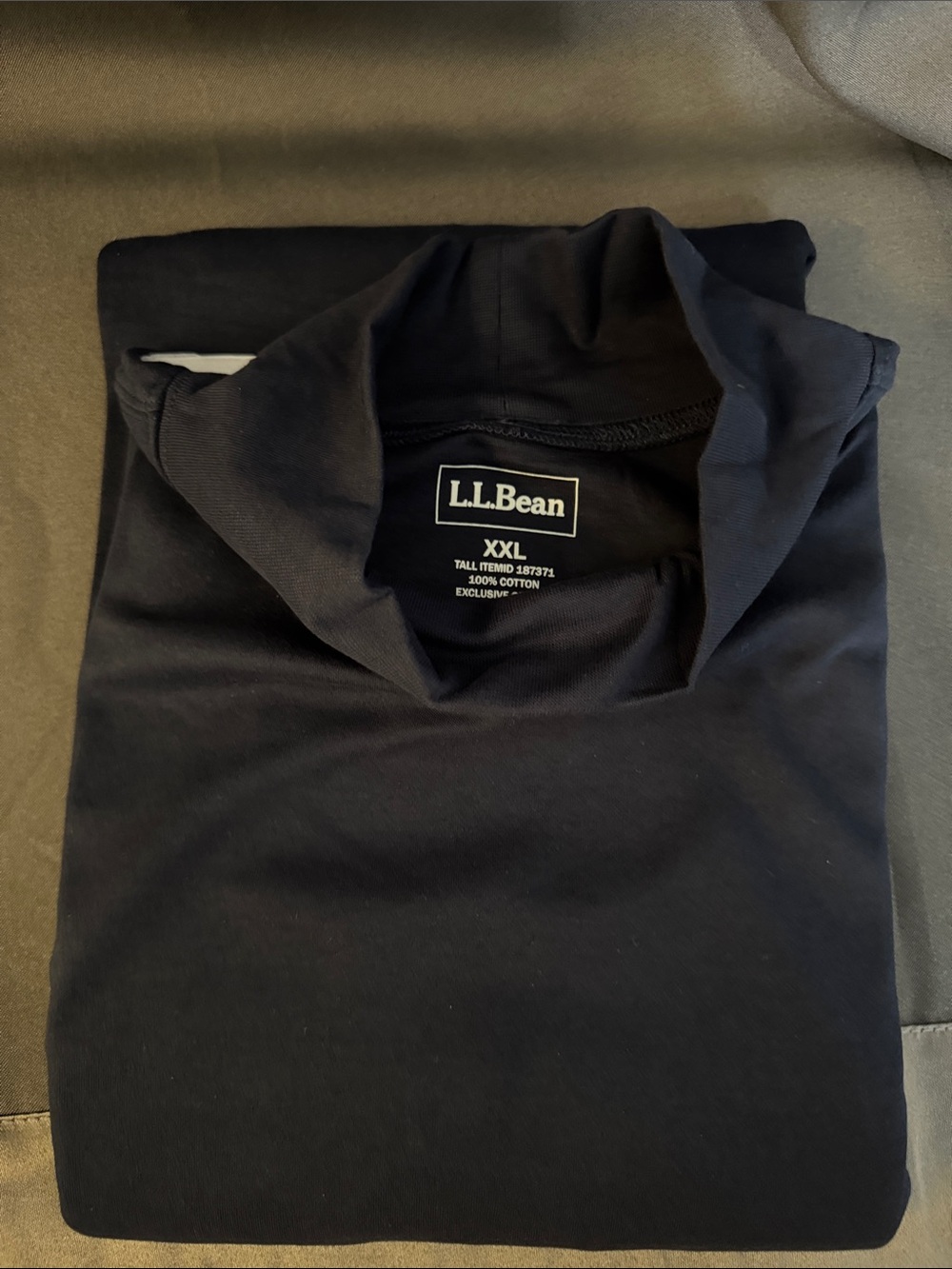 L.L.Bean Navy Folded Turtleneck Top